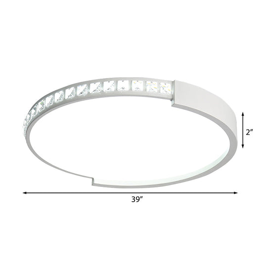 16/19.5/20.5 Wide Crystal Led Flush Mount Ceiling Light For Bedroom And Living Room