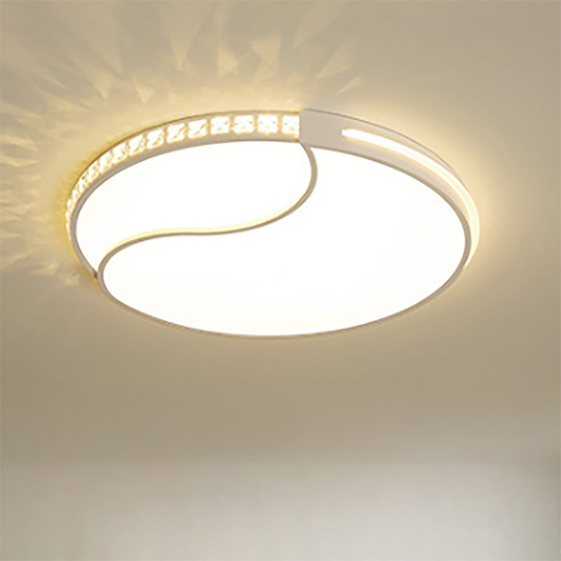 Crystal Circular Flush Mount Led Ceiling Light Fixture - 16.5/20.5/24.5 Wide Contemporary Warm/White