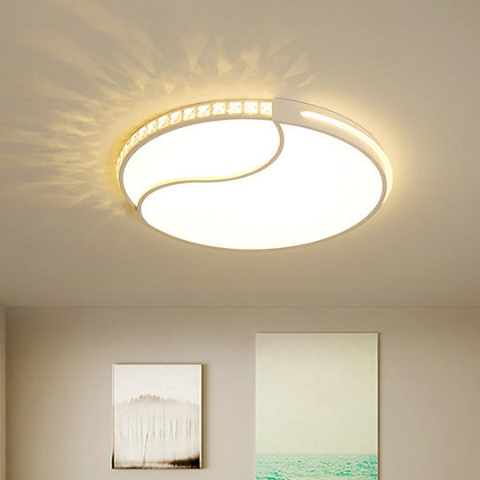 Crystal Circular Flush Mount Led Ceiling Light Fixture - 16.5/20.5/24.5 Wide Contemporary Warm/White