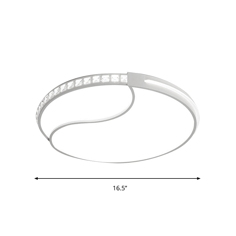 Crystal Circular Flush Mount Led Ceiling Light Fixture - 16.5/20.5/24.5 Wide Contemporary Warm/White
