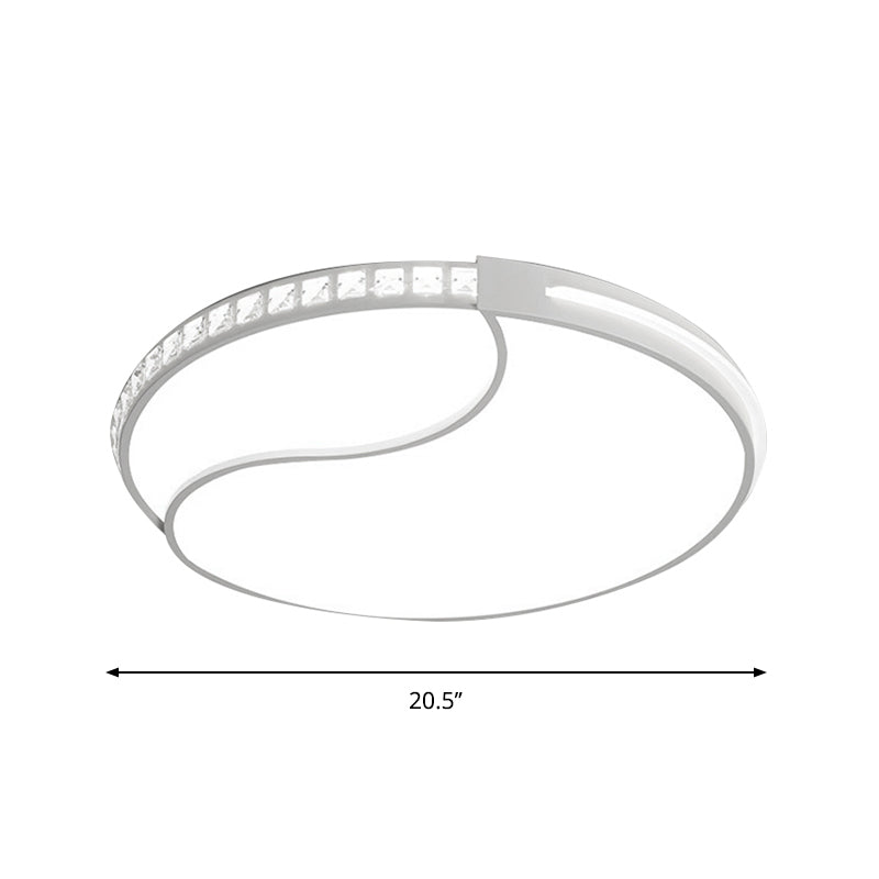 Crystal Circular Flush Mount Led Ceiling Light Fixture - 16.5’/20.5’/24.5’ Wide Contemporary