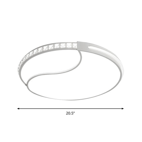 Crystal Circular Flush Mount Led Ceiling Light Fixture - 16.5’/20.5’/24.5’ Wide Contemporary