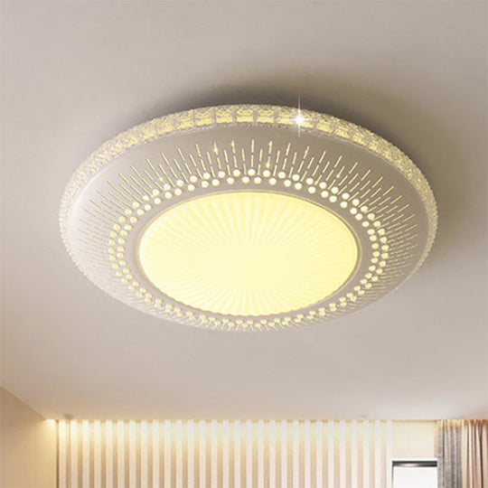 Contemporary Crystal Accent Led Ceiling Lamp - 21/25 Round Shade Flush Mount Fixture White Light