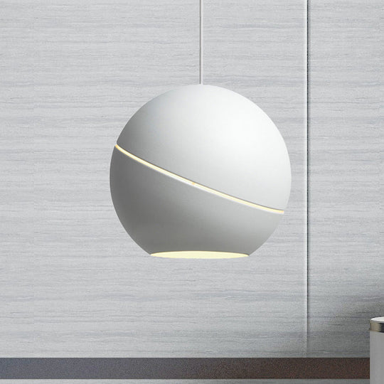 Minimalist Metallic Pendant Light For Living Room - Black/Pewter Spherical Hanging Fixture White