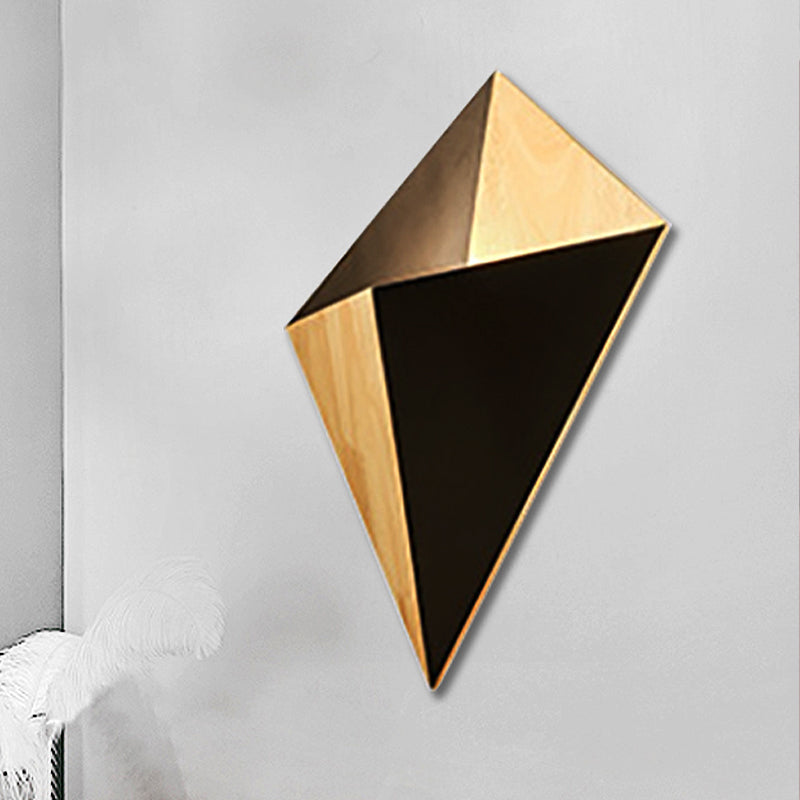Nordic 1-Light Splicing Pyramid Wall Sconce With Adjustable Rubber Wood Shade In Black/Red/White