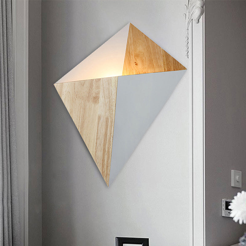 Nordic 1-Light Splicing Pyramid Wall Sconce With Adjustable Rubber Wood Shade In Black/Red/White