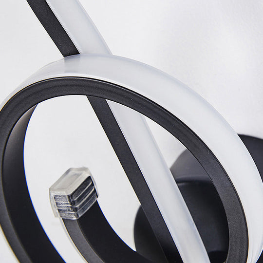 Modern Rhythm Shaped Bedroom Wall Sconce With Acrylic Led - Black/White Mount As Lamp Choose