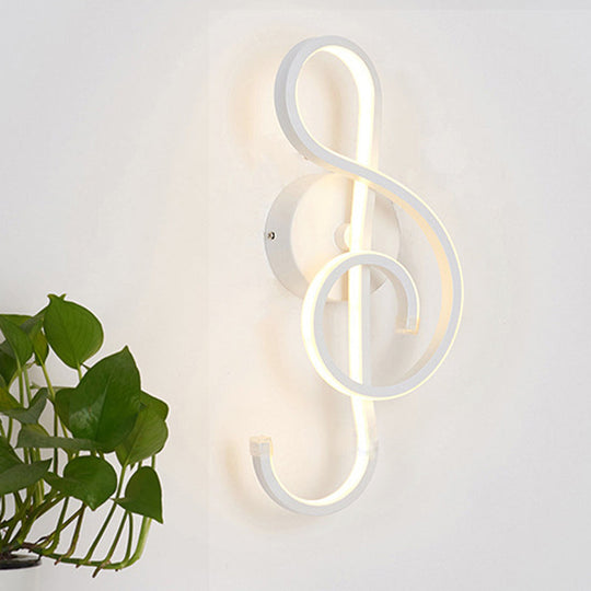 Modern Rhythm Shaped Bedroom Wall Sconce With Acrylic Led - Black/White Mount As Lamp Choose