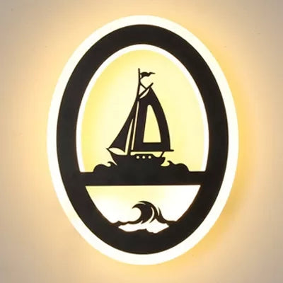 Modern Black Acrylic Wall Light For Living Room & Corridor - Natural View Sconce / Boat