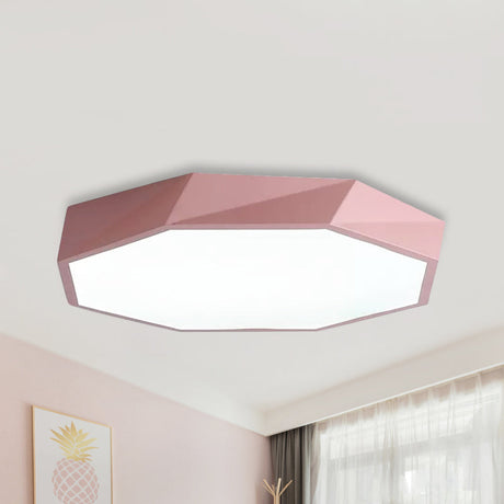 Kids Bedroom Led Ceiling Light - Acrylic Octagon Flush Mount With Macaron Candy Colors