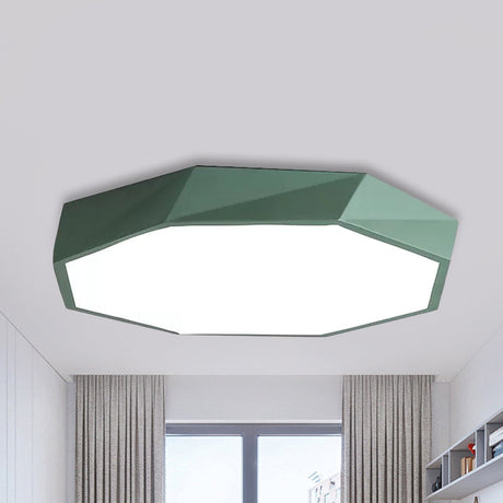 Kids Bedroom Led Ceiling Light - Acrylic Octagon Flush Mount With Macaron Candy Colors