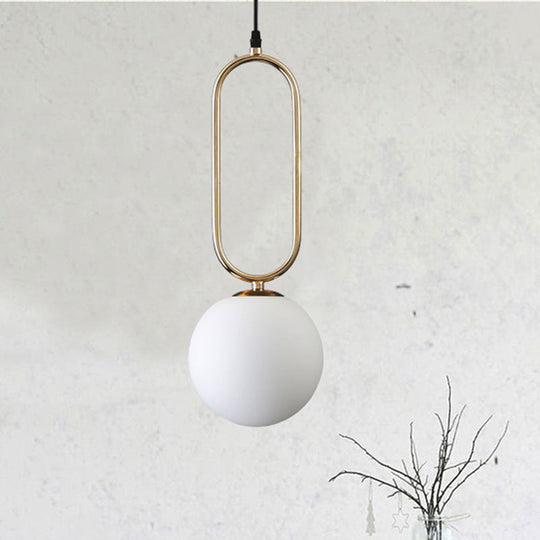 Modern Orb Pendant Light With Milk Glass Shade Gold Finish - Ideal For Living Room