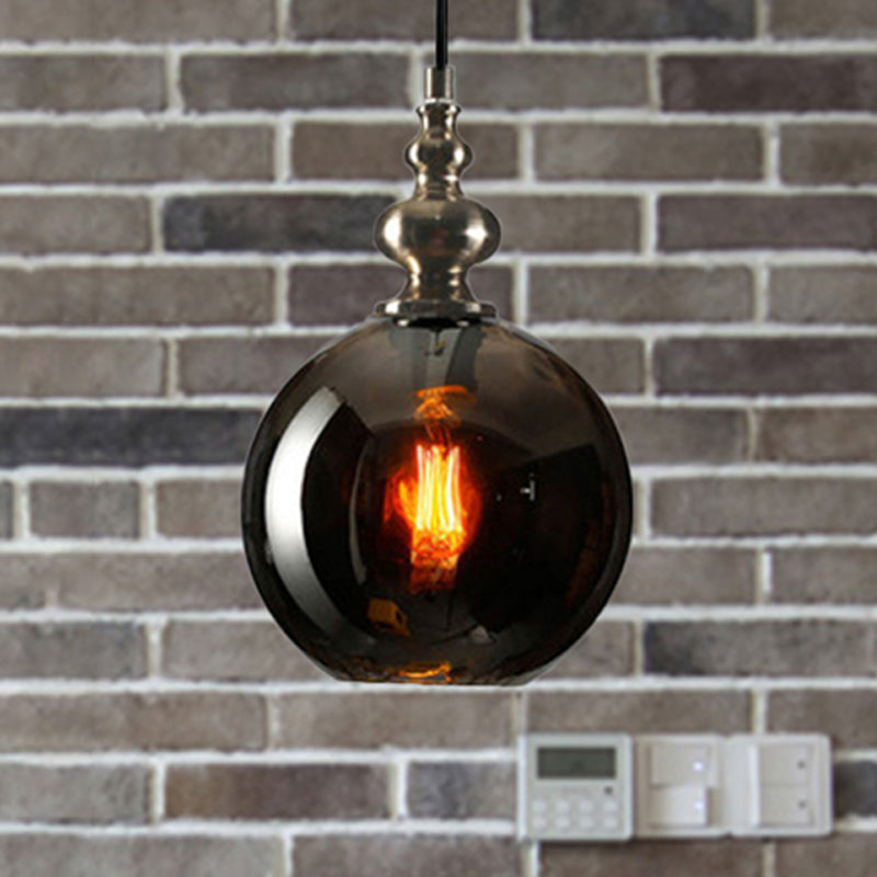 Modern Dimpled Glass Pendant Lamp - 1 Light Shade Hanging Clear/Smoke & 8/10 Size Options Smoke Gray