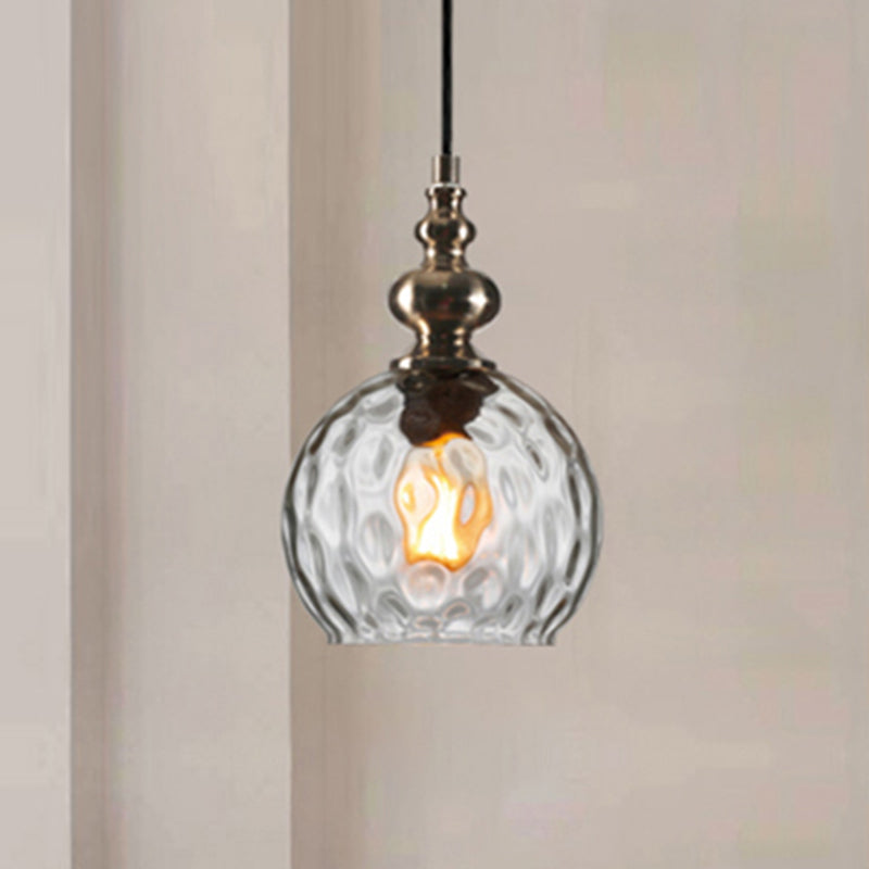 Modern Stylish Clear/Smoke Gray Dimpled Glass Pendant Lamp - 8’’/10’’ W Global Shade