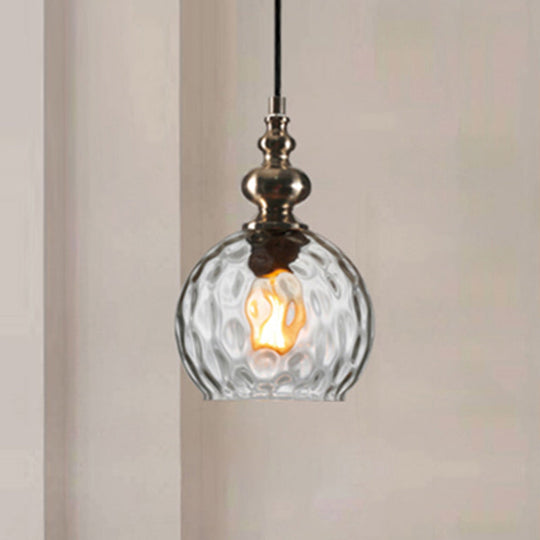 Modern Stylish Clear/Smoke Gray Dimpled Glass Pendant Lamp - 8’’/10’’ W Global Shade