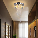 Modern Led Spiral Crystal Ceiling Light For Corridor: Stainless Steel Flushmount Stainless-Steel /