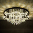 Modern Chrome Flush Mount Light With K9 Crystal For Living Room Ceiling / 18’ Third Gear