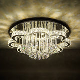 Modern Chrome Flush Mount Light With K9 Crystal For Living Room Ceiling / 18’ Third Gear