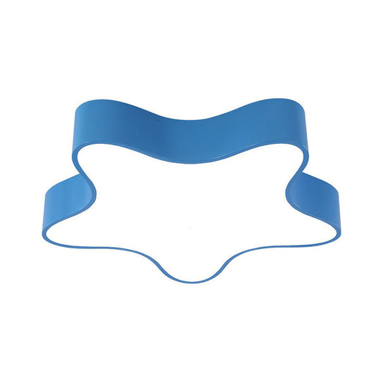 Cartoon Metal Pentacle Led Flush Mount Ceiling Light For Bedrooms Blue / 18 White