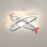 Cartoon Jet Plane Led Flush-Mount Light Fixture For Child Bedroom Ceiling - Blue / Remote Control