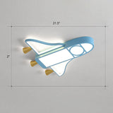Cartoon Jet Plane Led Flush-Mount Light Fixture For Child Bedroom Ceiling - Blue / White Rounded