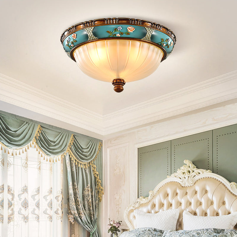 Vintage Frosted Glass Dome Flush - Mount Bedroom Ceiling Light