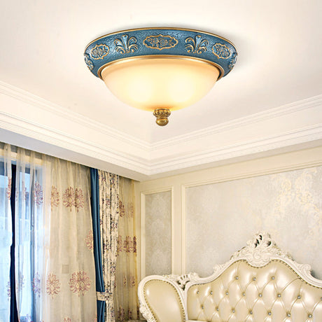 Vintage Frosted Glass Dome Flush-Mount Bedroom Ceiling Light