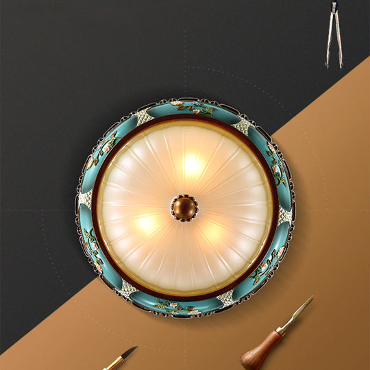 Vintage Frosted Glass Dome Flush-Mount Bedroom Ceiling Light