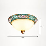 Vintage Frosted Glass Dome Flush-Mount Bedroom Ceiling Light 3 / Green