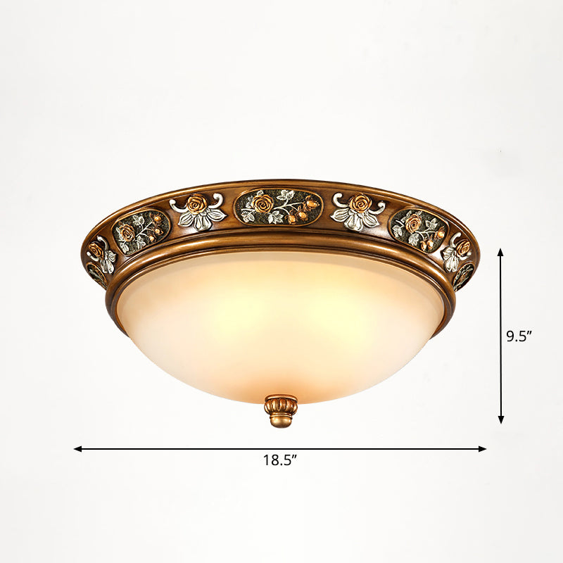 Vintage Frosted Glass Dome Flush - Mount Bedroom Ceiling Light 4 / Bronze