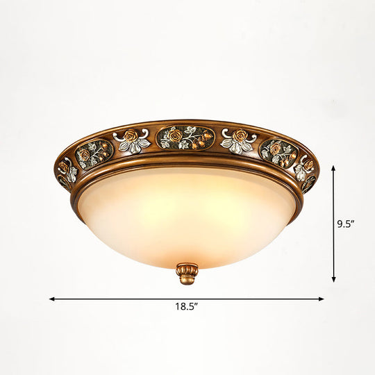 Vintage Frosted Glass Dome Flush - Mount Bedroom Ceiling Light 4 / Bronze