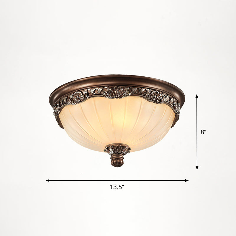 Vintage Frosted Glass Dome Flush - Mount Bedroom Ceiling Light 3 / Brown