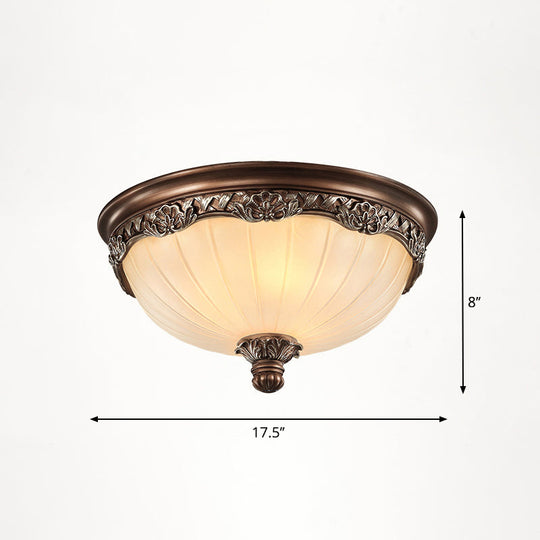 Vintage Frosted Glass Dome Flush - Mount Bedroom Ceiling Light 4 / Brown