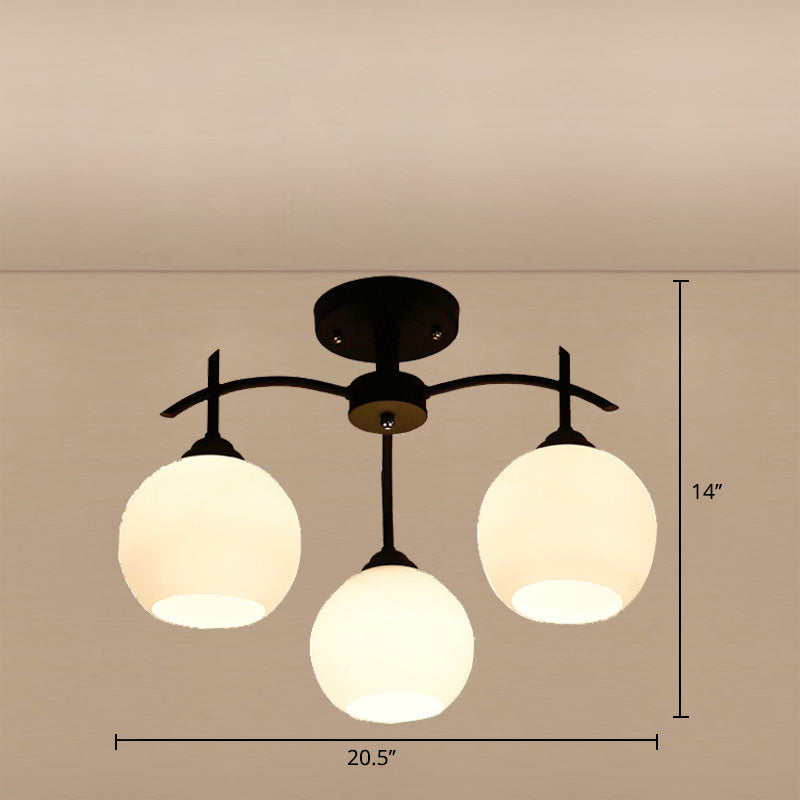 Minimalist Opal Glass Flush Light In Black For Living Room Ceiling 3 /