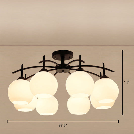 Minimalist Opal Glass Flush Light In Black For Living Room Ceiling 8 /