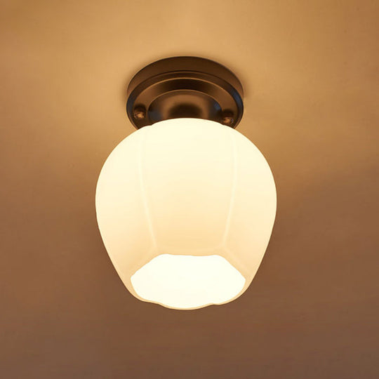 Rustic Metal Small Ceiling Lamp - Black Finish With Shaded Design For Corridors Flush Mount Light /