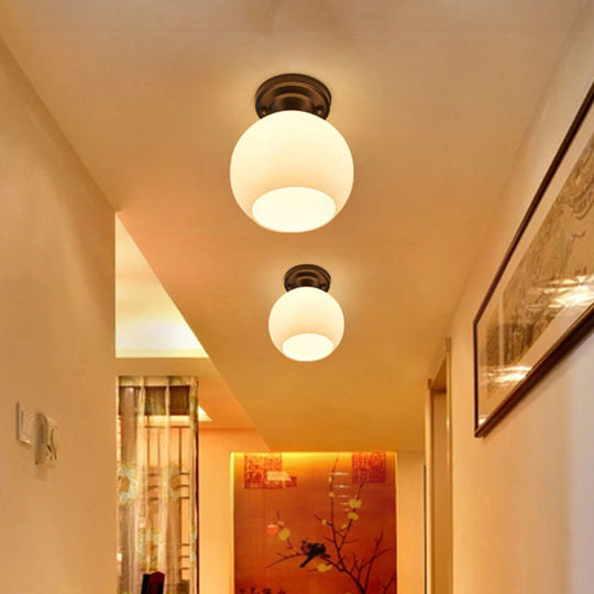 Rustic Metal Small Ceiling Lamp - Black Finish With Shaded Design For Corridors Flush Mount Light