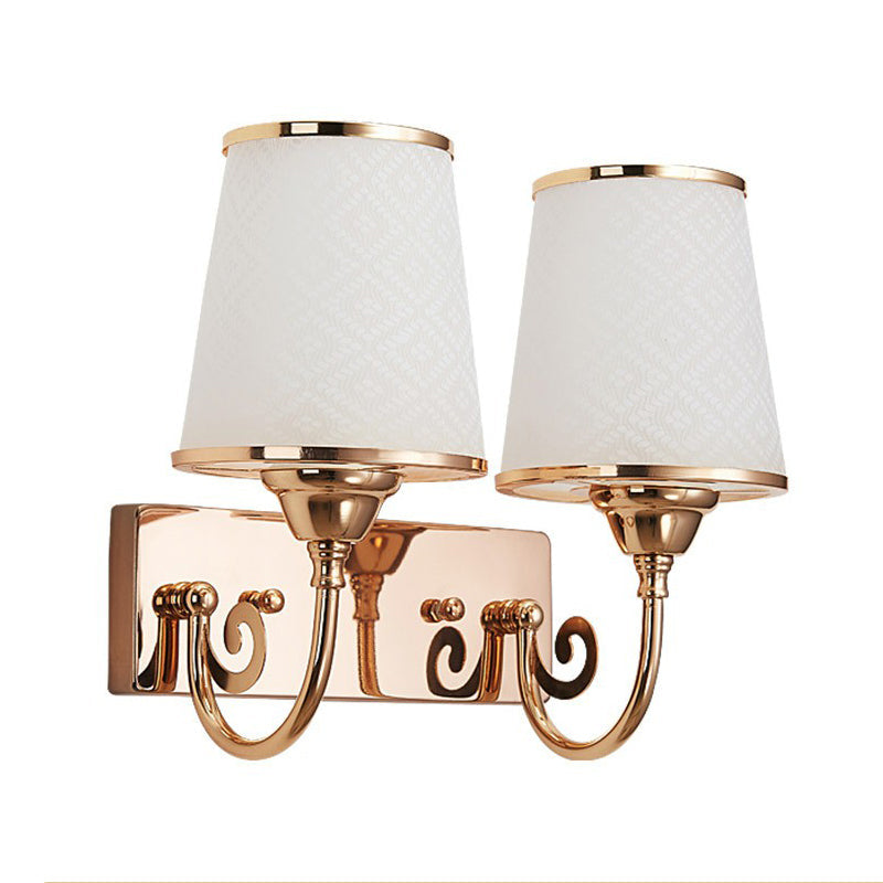 Gold Tapered Wall Sconce With Frosted White Glass - Simplicity Mount Lamp