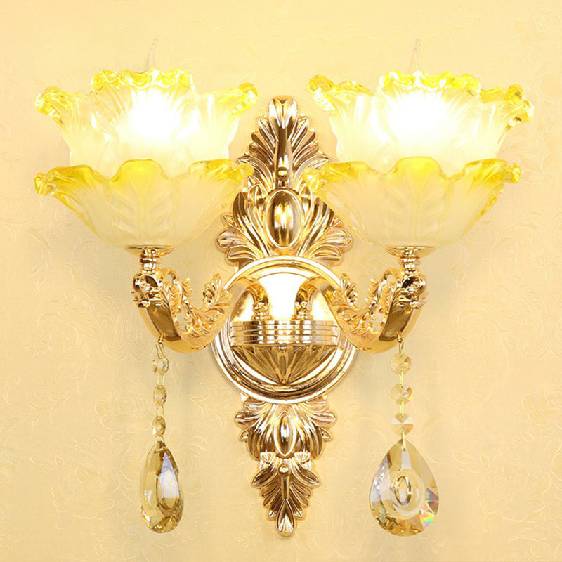 Faux Candle Sconce Traditional Metal Wall Lamp With Shade And Crystal Drop Elegant Lighting Fixture