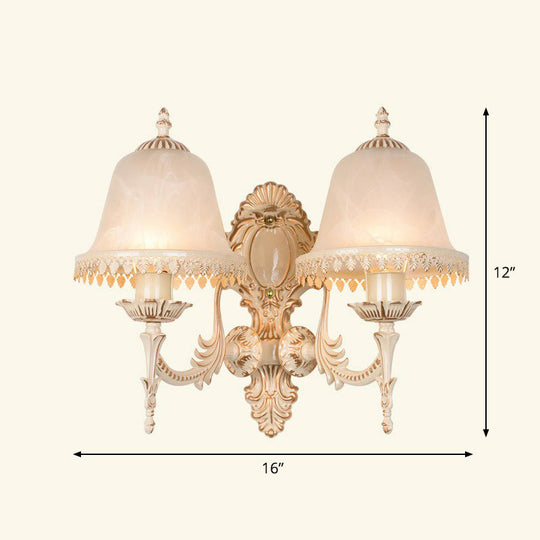 Country Style Frosted Glass Wall Lamp - Hallway Sconce Lighting Fixture 2 / Beige Tower