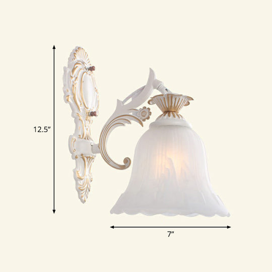 Country Style Frosted Glass Wall Lamp - Hallway Sconce Lighting Fixture 1 / Beige Saucer