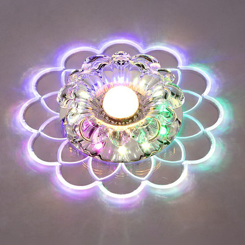Modern Crystal Clear Led Flush Mount Light For Living Room - Scalloped Ceiling Fixture / Multi Color