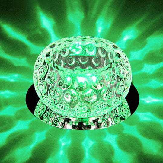 Crystal Led Flush Mount Spotlight For Corridor - Clear Dome Ceiling Light / Green
