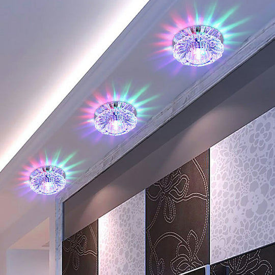 Minimalist Crystal Flush Ceiling Light Fixture: Elegant Floral Design For Living Room Spotlight