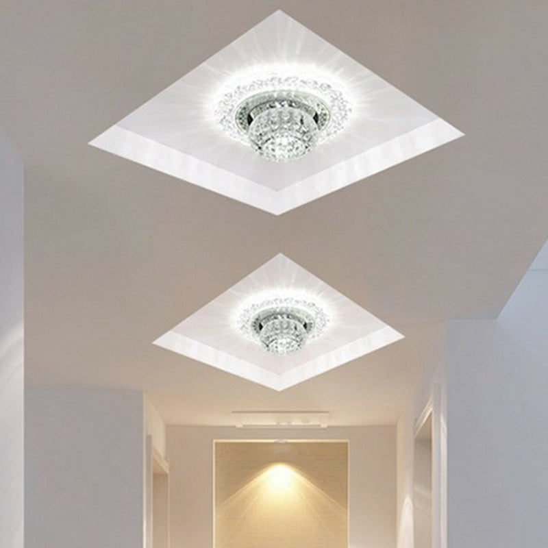 Clear Crystal Led Flush - Mount Ceiling Light Fixture For Aisle With Modernist Design