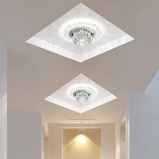 Clear Crystal Led Flush - Mount Ceiling Light Fixture For Aisle With Modernist Design