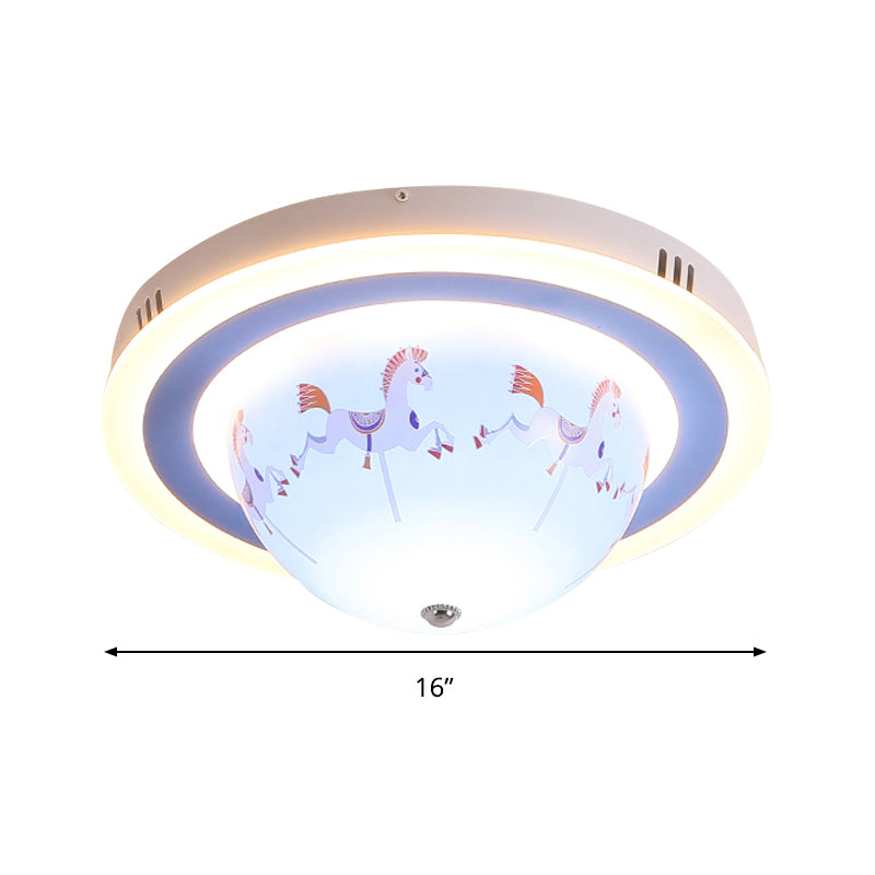 Blue Cartoon Animal Flush Mount Ceiling Light For Nursing Room - Acrylic Fixture