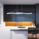 Contemporary Wavy Island Lighting: Modern Led Hanging Light For Dining Room