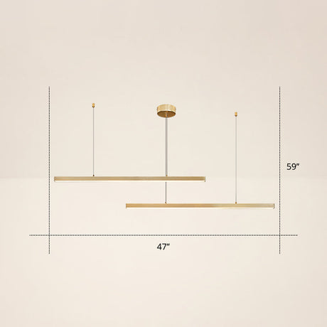 Adjustable Line Art Pendant Lamp: Minimalist Metal Led Chandelier For Bedroom Ceiling 2 / Gold Warm