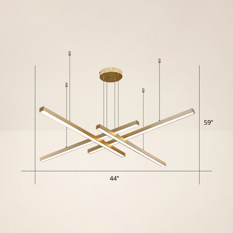 Adjustable Line Art Pendant Lamp: Minimalist Metal Led Chandelier For Bedroom Ceiling 4 / Gold White
